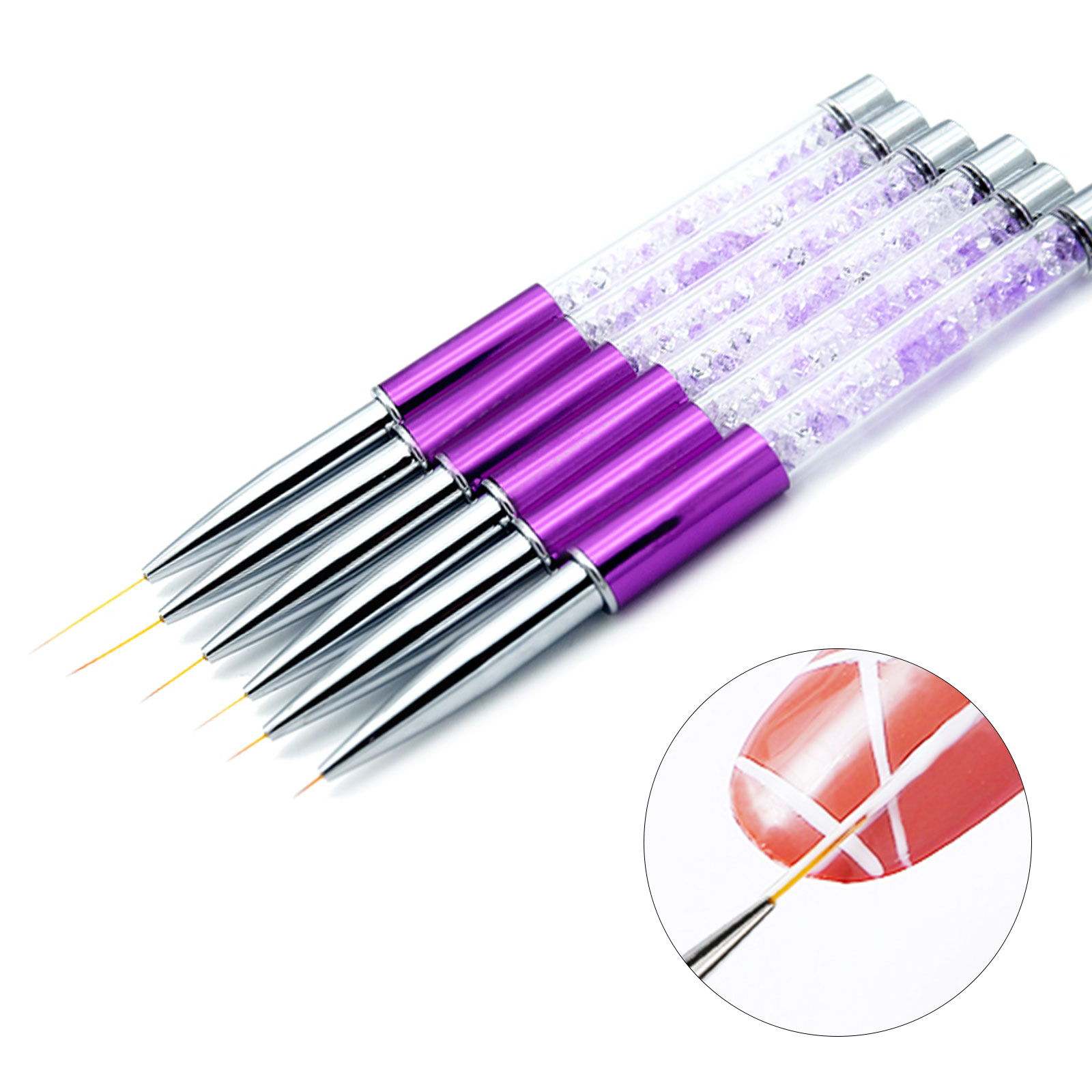 Best of 5-20mm Nail Art Line Painting Brushes Crystal Acrylic Thin Liner Drawing Pen Manicure Tools UV Gel Reviews & Tips - Image 2