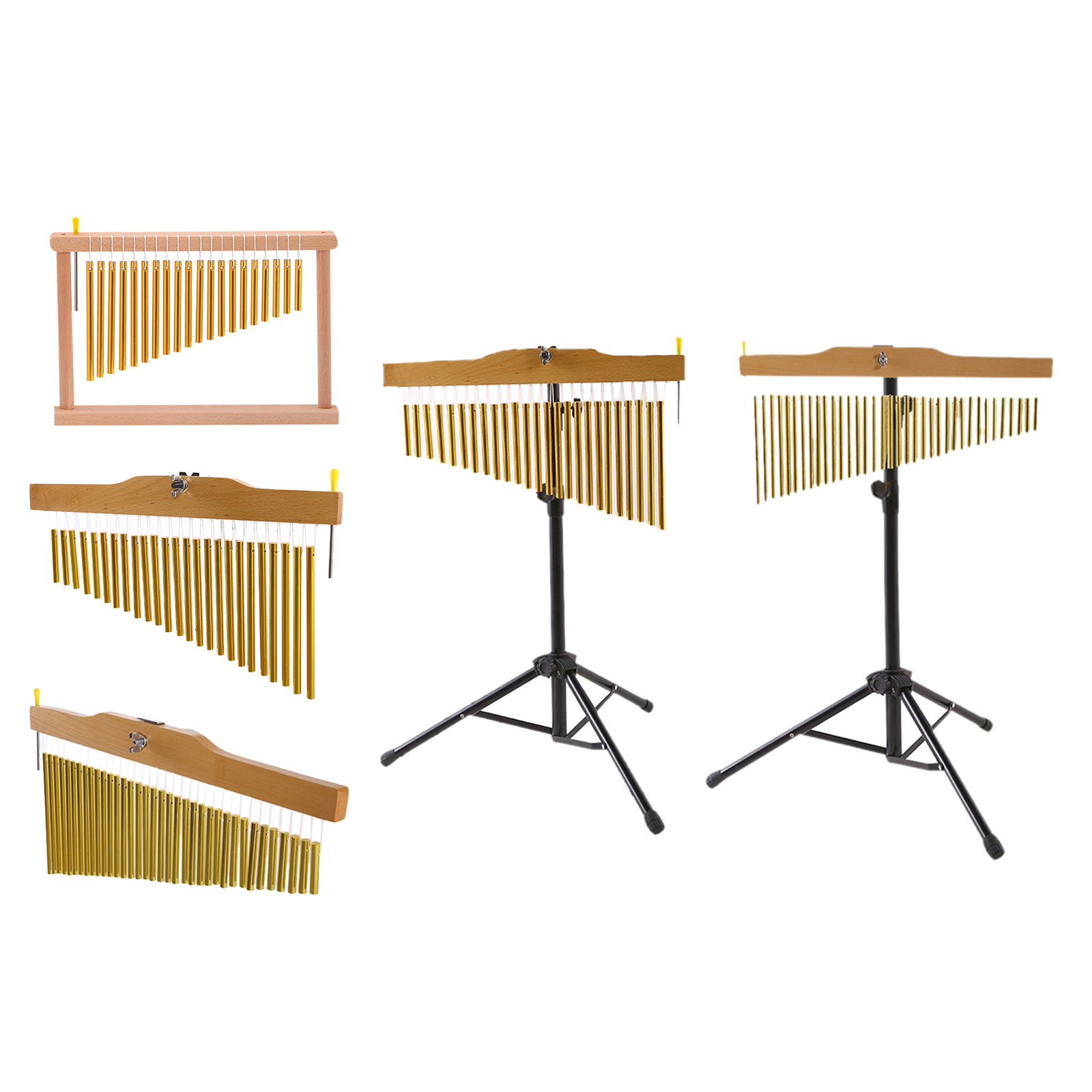 1Set Golden Bar Chimes 36 Bars Single-row Wind Chime and Mallet Classroom Music Meditation for Children Enjoying Music