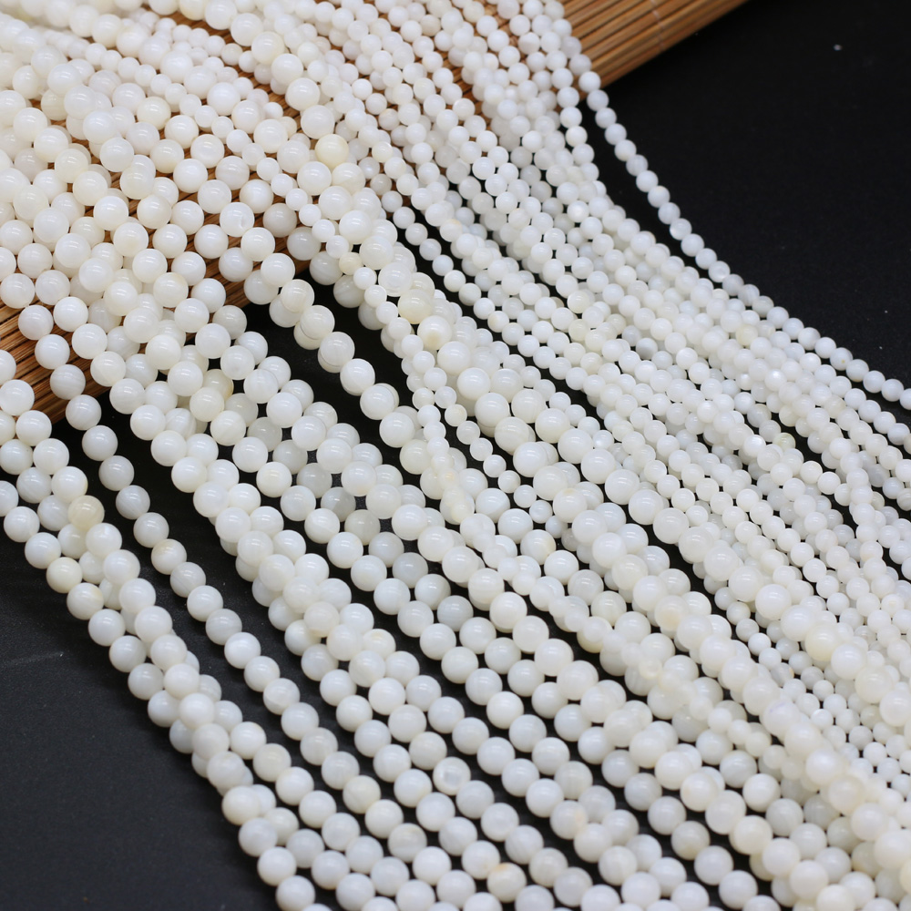 Natural Shell Beads Round Shape Mother of Pearl Punch Loose Isolation Beads for Jewelry Making DIY Bracelet Necklace Accessories