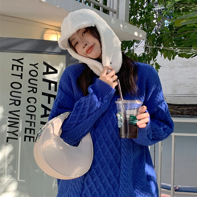 Sweater Women 2021 New Korean Fashion Elegant All-match Solid O Neck Linen Pattern Design Loose Casual Knit Pullover Sweaters sweater hoodie