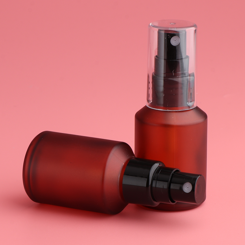 2Pcs Frosted Glass Empty Spray Bottle Travel Shampoo Water Container Pump