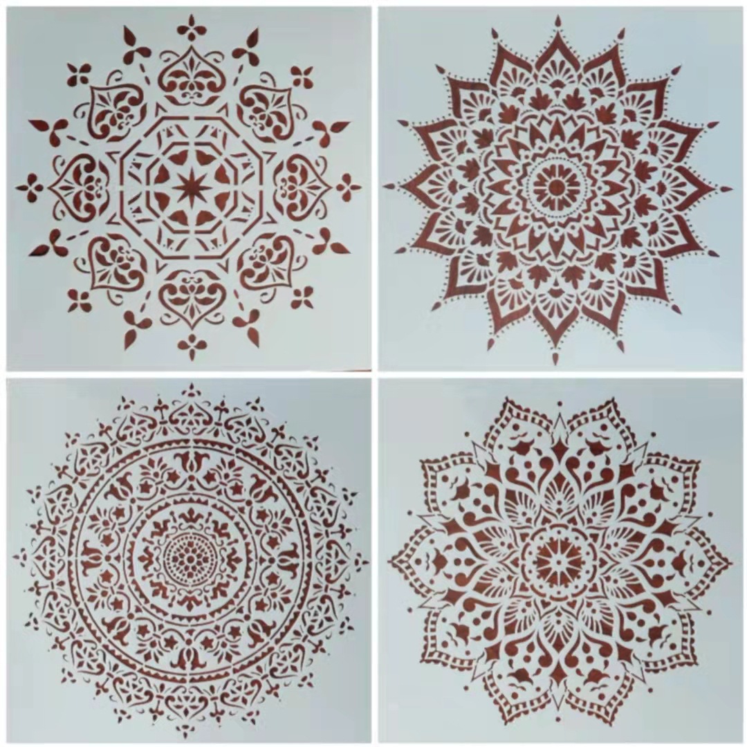 4 pçs oco mandala oco modelo de