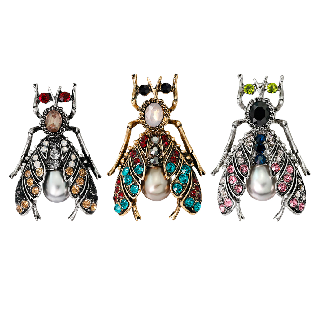 Rhinestone Bee Insect Brooch Pins Imitations Pearls Bug Scarf Feast Hijab Enamel Pins Jewelry Large For women's wedding jewelry