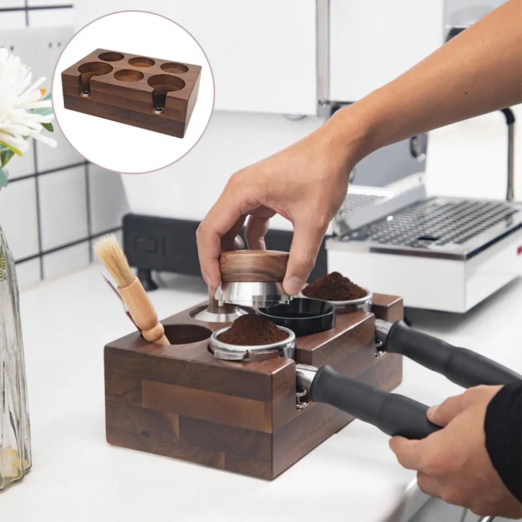 58mm Coffee Tamper Station Mat Rack Stand 6 Slots Portafilter for Brush Machine Italian Cafe Maker Non-Slip