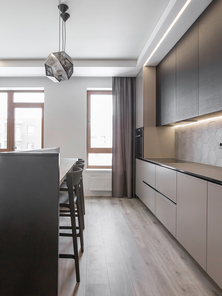 Customized whole cabinet, customized kitchen, modern simple decoration open quartz counter, small house type