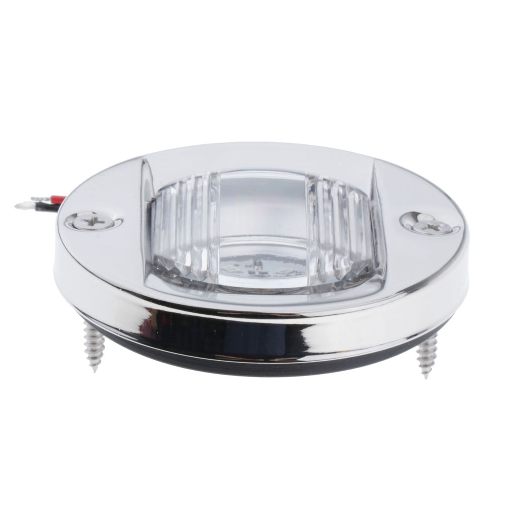 3 Inch Round Marine Clear Lens Blue LED Transom Mount Stern Anchor Navigation Light Lamp Waterproof Stainless Steel - 12V