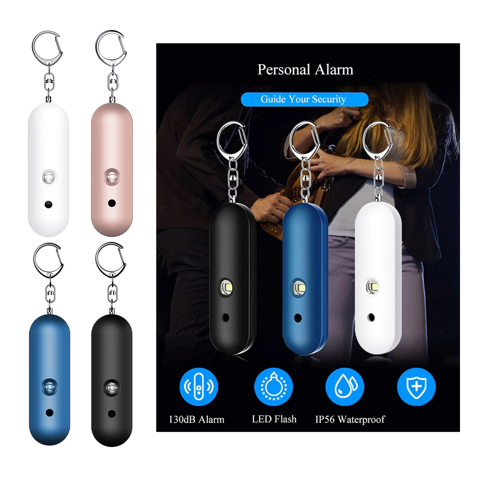 Personal Alarm for Women with LED Light. Small & Stylish Loud (130db)  for Girls, Kids, Students and the Elderly.