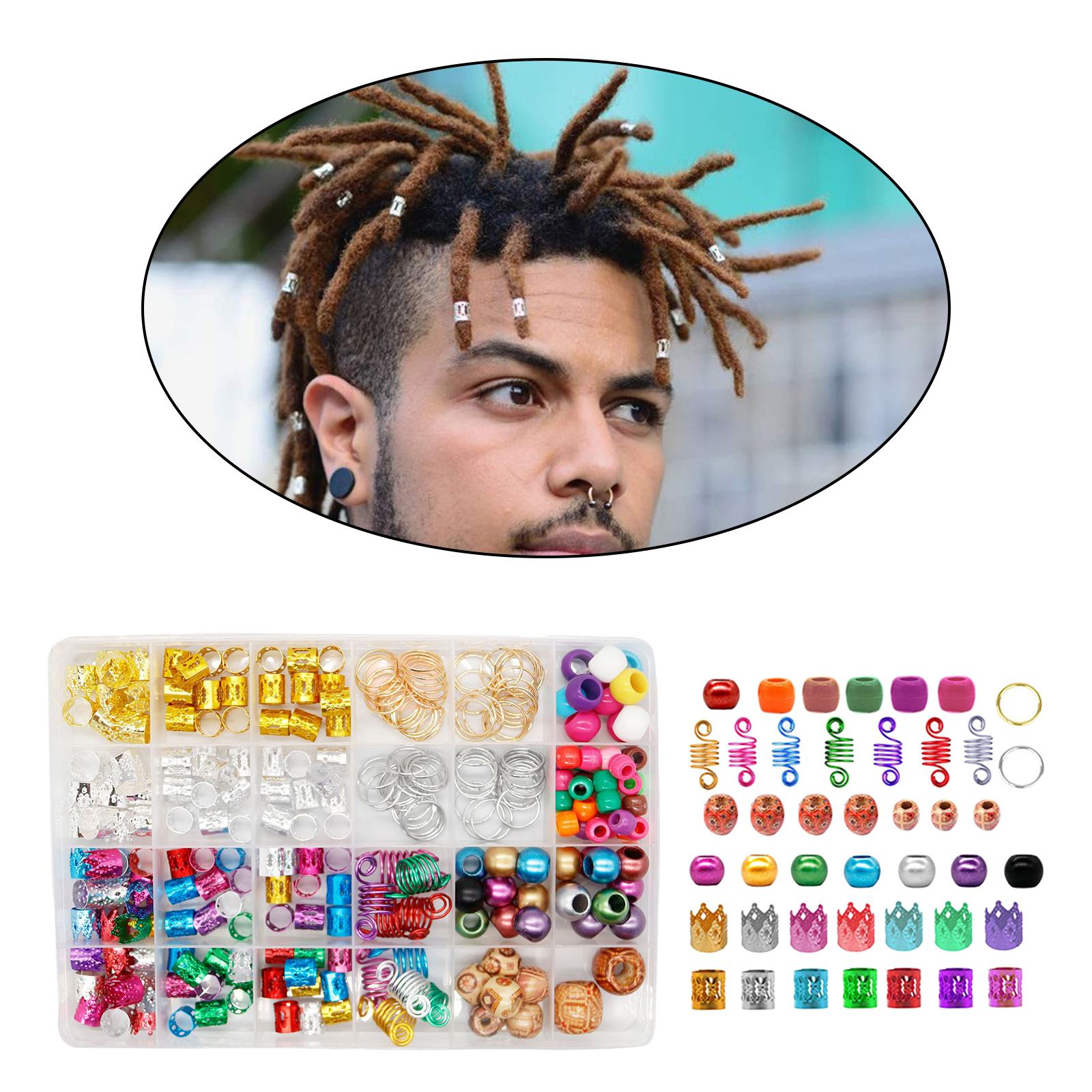 238Pcs Hair Jewelry Braid Rings Decor Dreadlocks Beads Charms Hair Accessory Hair Braids Accessories Hair Jewelry