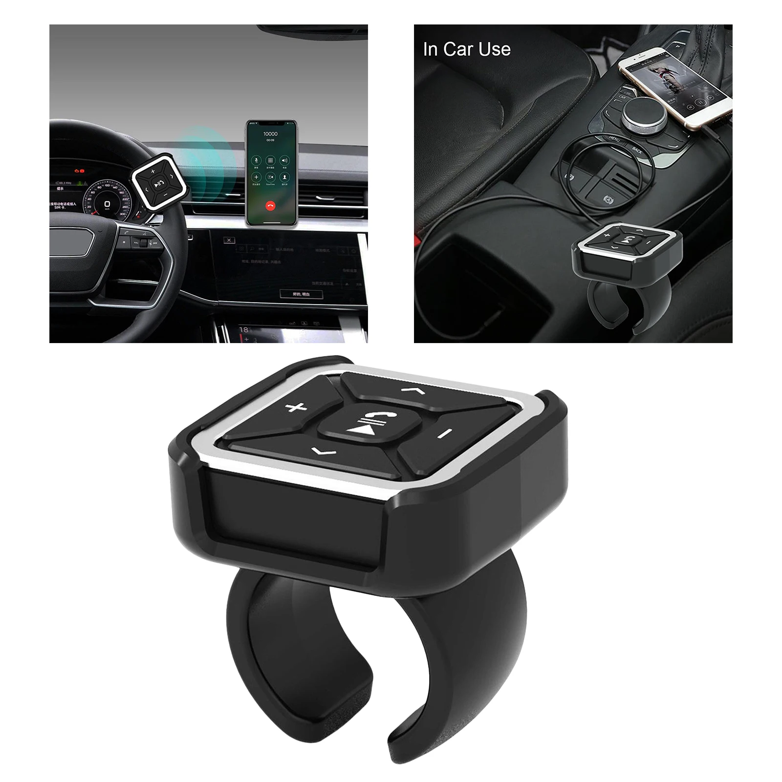 BT009 Car Steering Wheel Bike Mount Bluetooth Remote Control MP3 Media Button for iOS/Android, IPX4 Waterproof