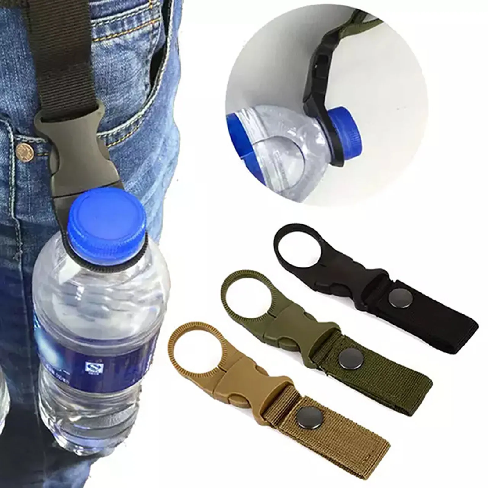 1PC Water Bottle Hang Buckle Silicone Carrier Carabiner ClipHv$ 