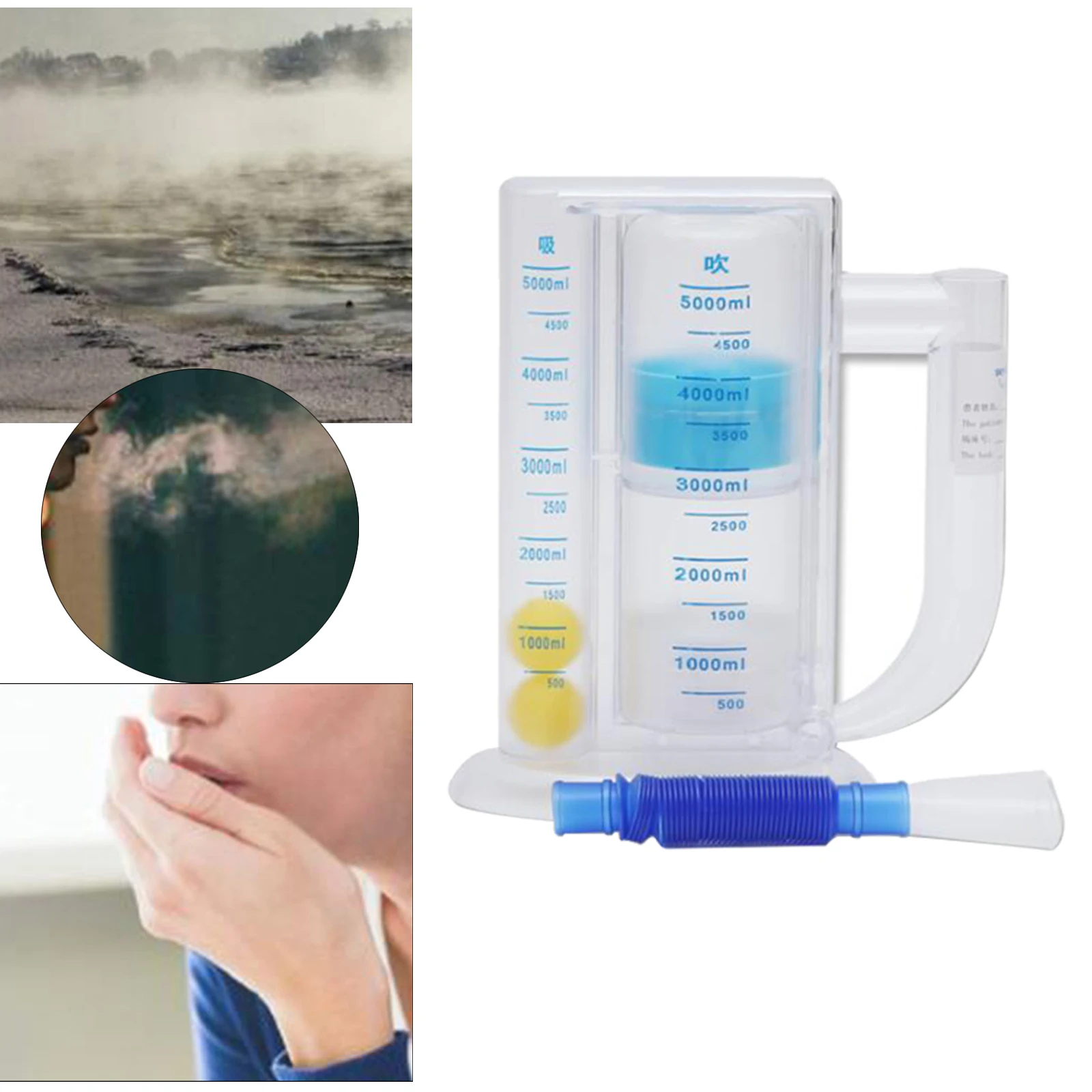 5000ml Lung Deep Breathing Trainer Exerciser, Breath Measurement System