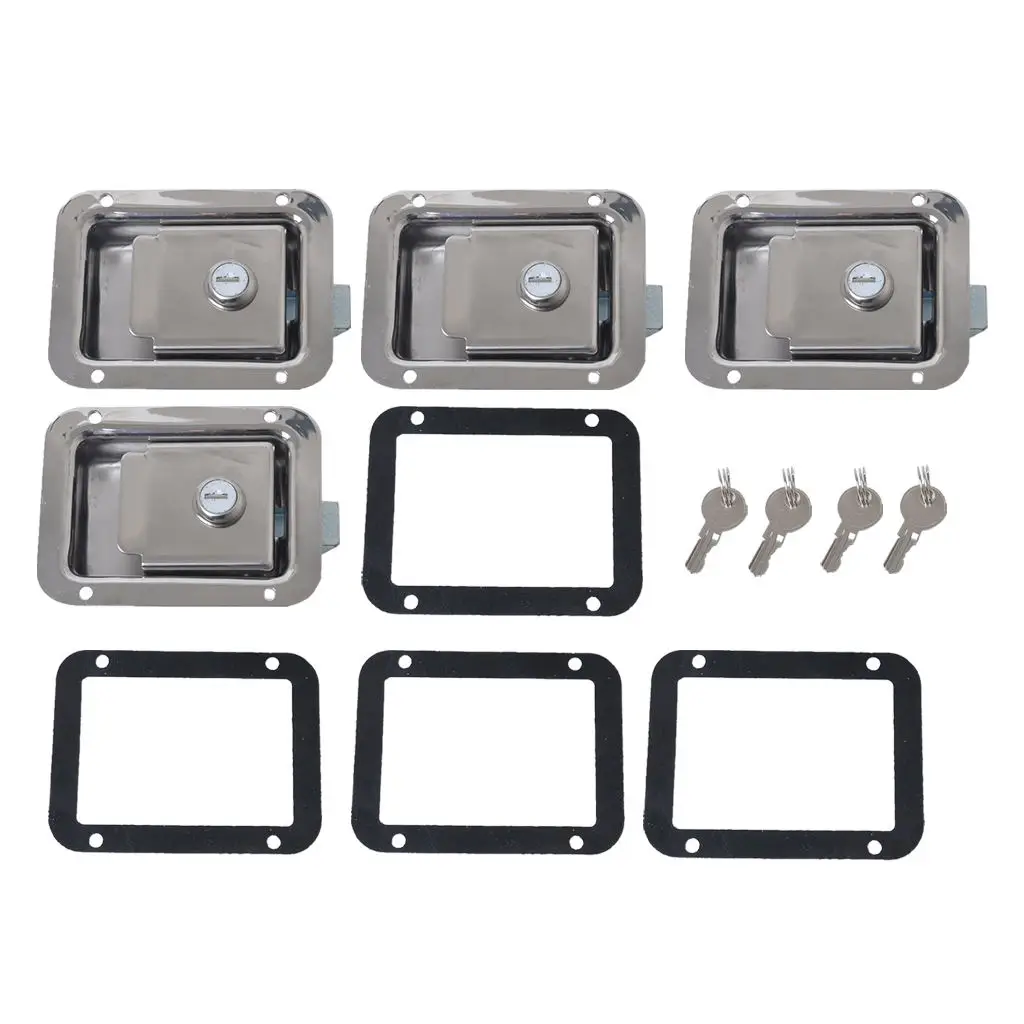 4pcs Marine Yacht Stainless Steel Paddle Lock Latch Truck RV Tool Box Key Toolbox Paddle Locks Latch for RV vehicles trailers