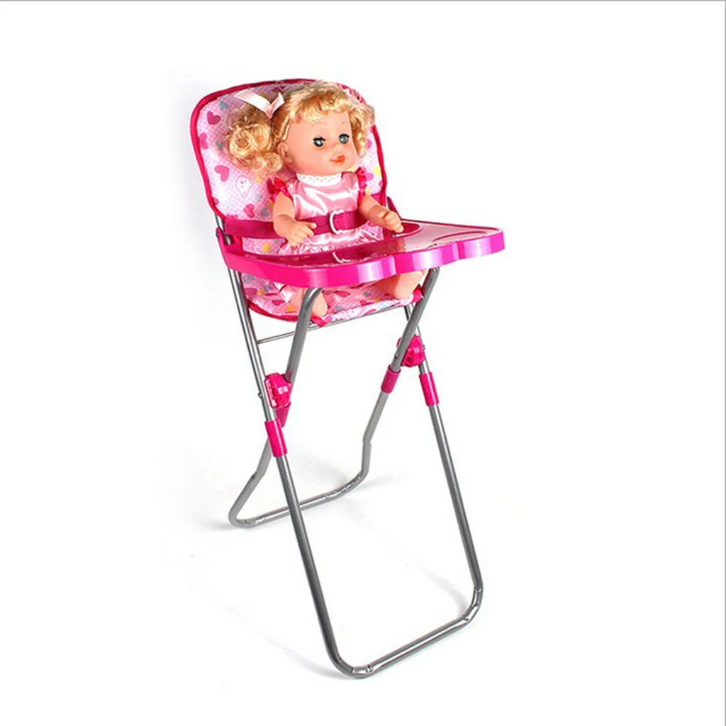 Baby Fun Play Pretend Furniture Dining High Chair Toy For Reborn Doll Supply