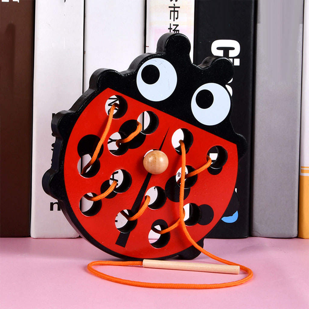 Wooden Puzzle Game Fine Color Durable Not Easy Fade Sewing Toys Lacing Mortise Toys for Practical Skills