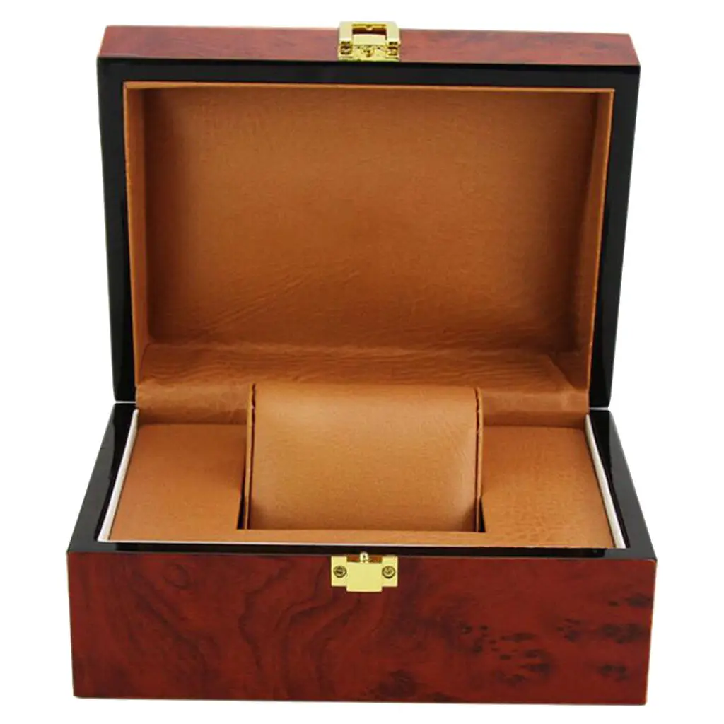 Luxury Burgundy Wooden Jewelry Watch Storage Display Box Showcase Men