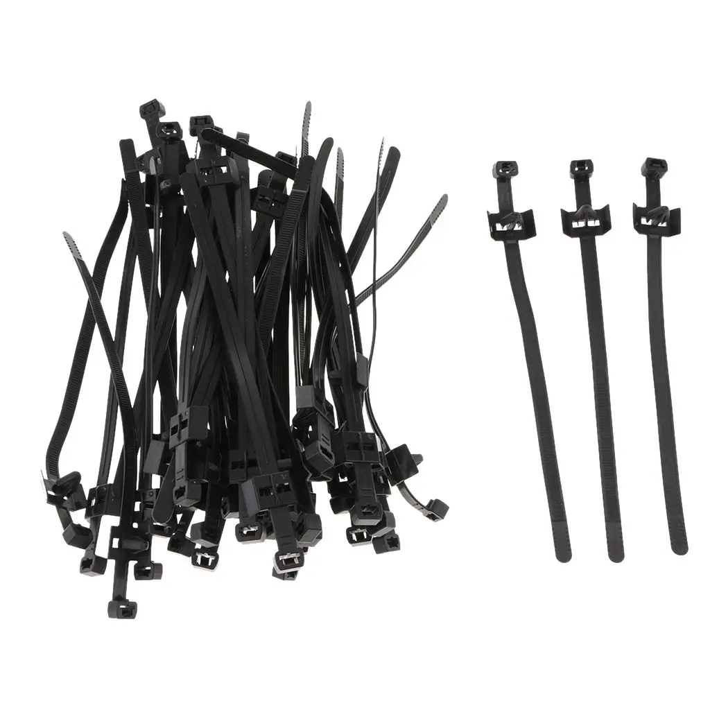 37 Pieces Car Boat Mounting Zip Tie Wrap Push Rivet Clip Wiring Clamp 200mm