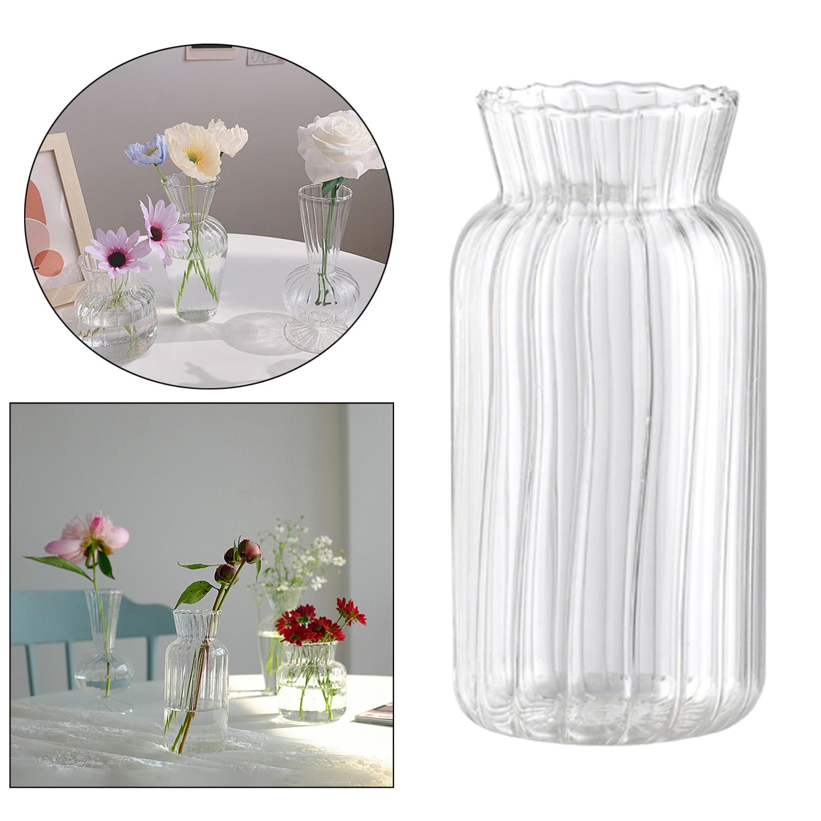 2pc Clear Glass Flower Vase Stem Plant Jar Table Floral Display Decoration