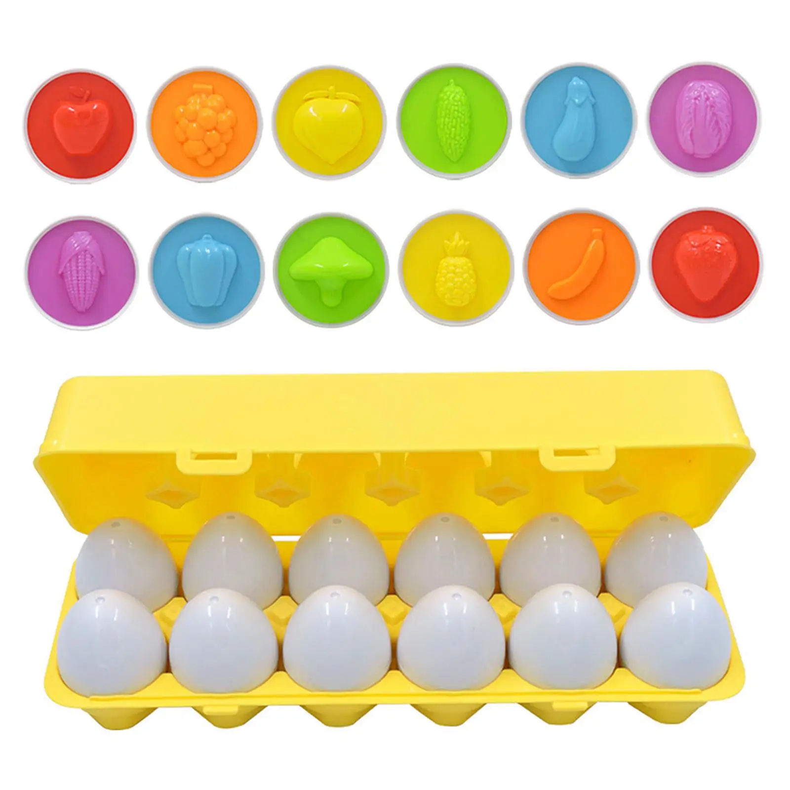 12x Matching Eggs Toy Color Recognizing Educational Shape Matching Learning Toy Puzzle Toys Fine Motor Skill Toy for Toddler