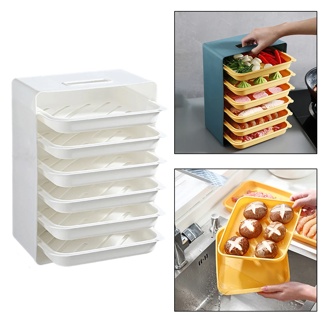 6-layer Kitchen Food Preparation Tray Plastic Food Preservation Tray Rack Durable