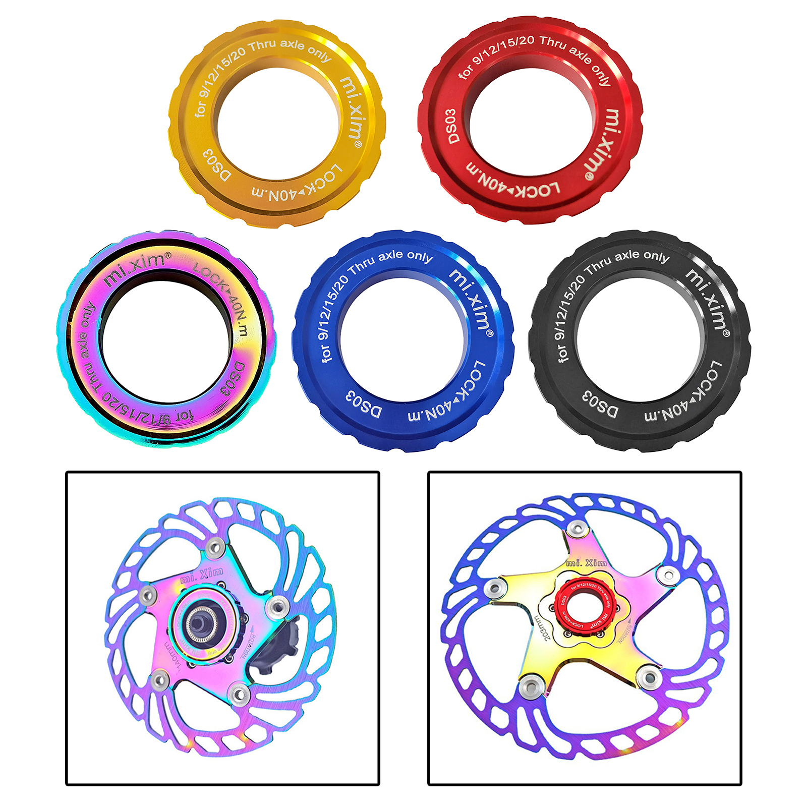 Bike Centerlock Disc Brake to 6 Bolt Lockring Barrel Shaft Lock Screw Cover Ring Adapter Shaft Stainless Steel