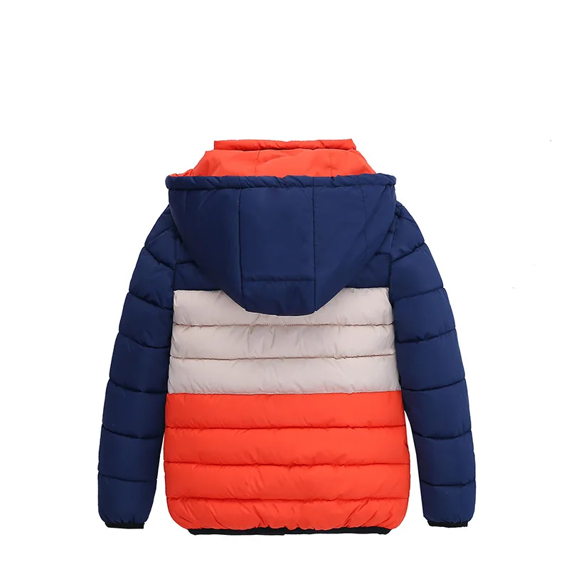 4-8 Years Old Winter Thick Warm Hooded Boys Jacket Fashion Striped Zipper Down Outerwear For Kids Children Birthday Present water proof coat