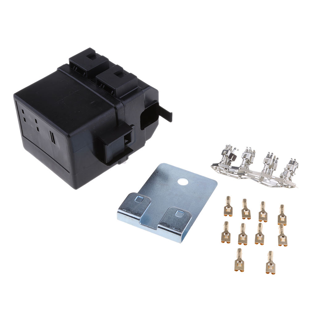 1 Set Black 2 Way Circuit Auto Relay Blade Fuse Box Insurance Panel Metal