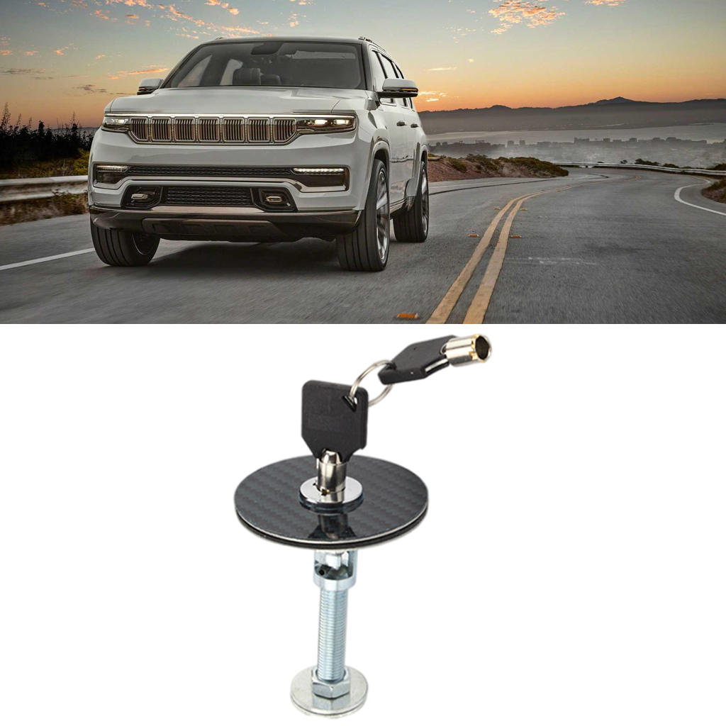2 Pieces Hood Lock Pin Antitheft with Key Quick Release Push Button Bonnet Aluminum Bumper License Plate Lock Clip Car Latch