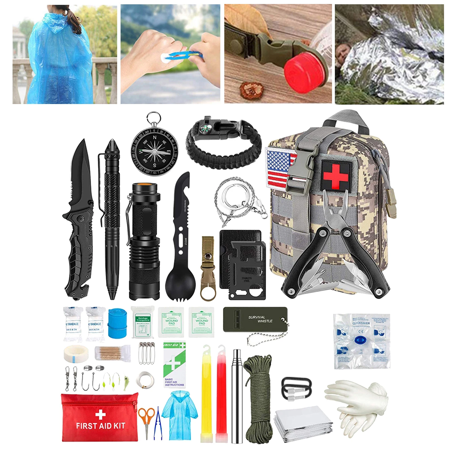 33 In 1 Emergency Survival Gear Kit   SOS  Birthday Gift Father