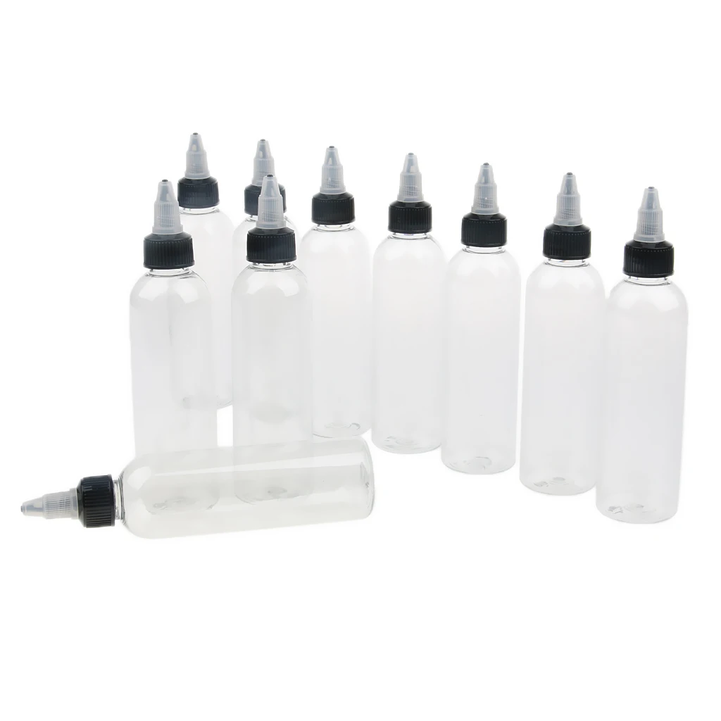 10 Pcs Empty  Squeeze Bottles With Twist Cap For Ink Liquid Painting Glue, Painting, Leak Proof 120ml