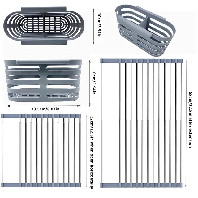 Roll Up Dish Drying Rack, Expandable, Collapsible, Portable