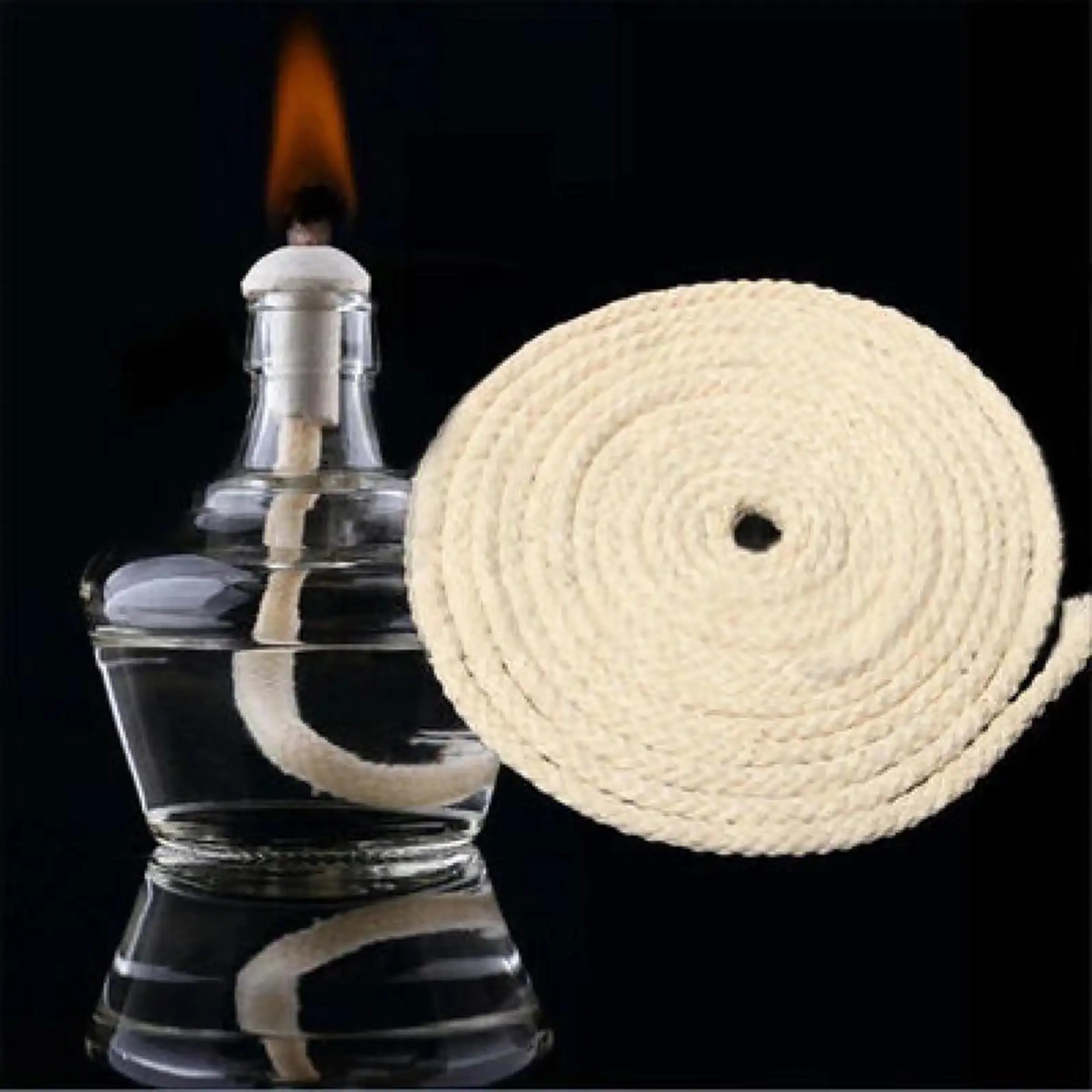 15M (49 ft) Braided Cotton Core Candle Making Wick For Oil Or Kerosene Lamps 6mm