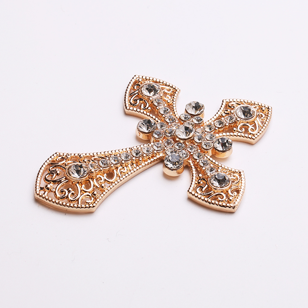 5 Pieces Crystal Cross Shape Embellishments Flatback for Scrapbooking Decoration Crafts 7.5x6.6cm