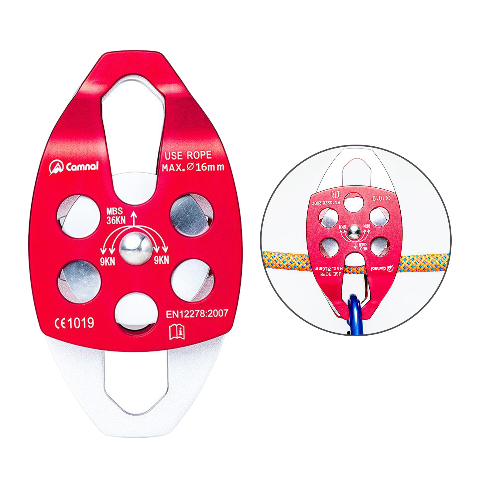 36KN Double Aluminum Ball Bearing Pulley Block for Rope Tackle System -By CE