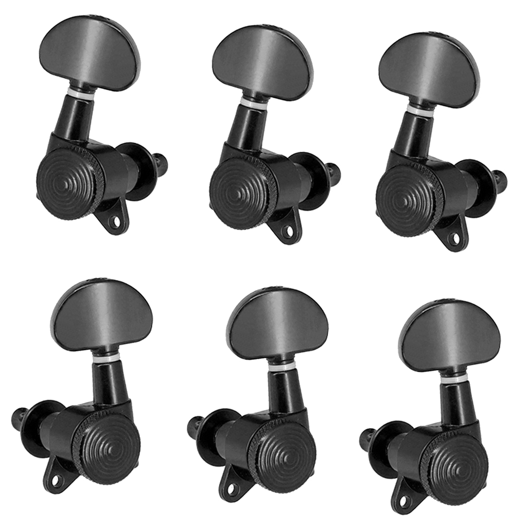 Sealed Closed Design 3R3L Black Half-Round Folk Guitar Tuner Machine Heads Parts