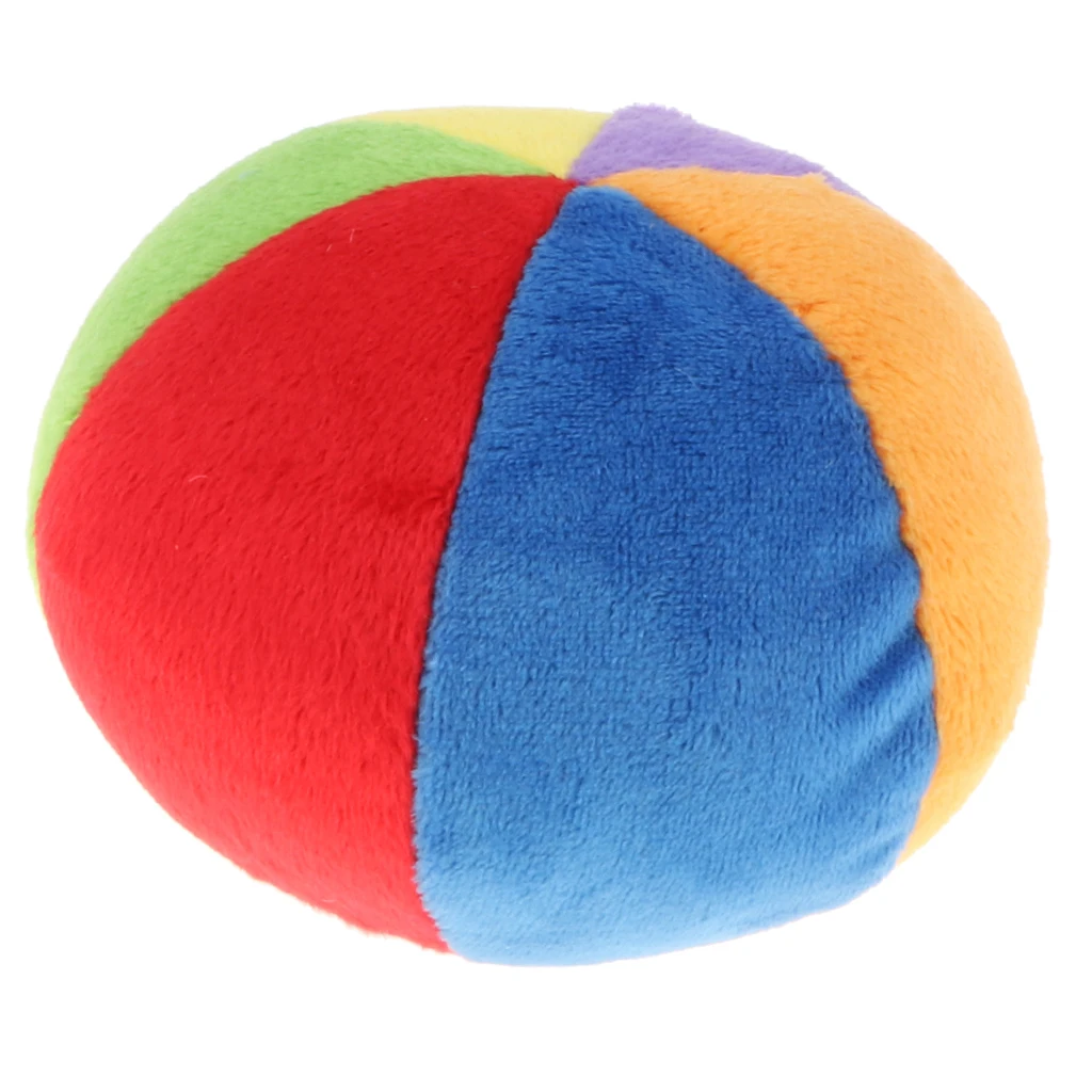 4 Inch Colorful Soft Plush Stuffed Rattles Ball for Infant Baby