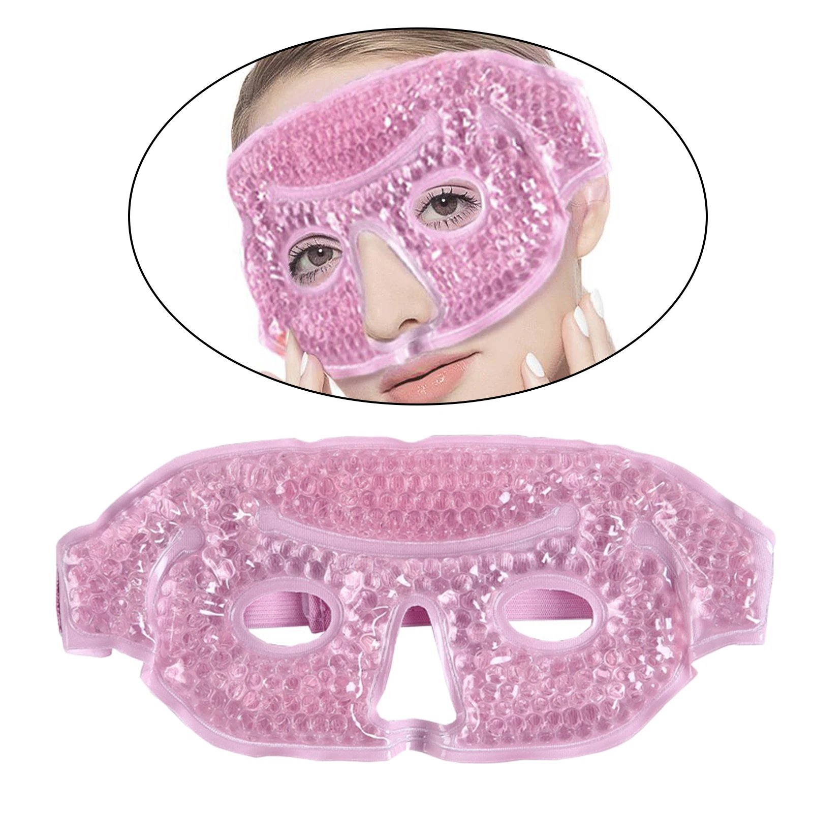 Ice Face / Eye Mask Heated Warm Cooling Hot Cold Therapy with Plush Backing Reusable Gel Mask Reduce Dark Circles Relieve