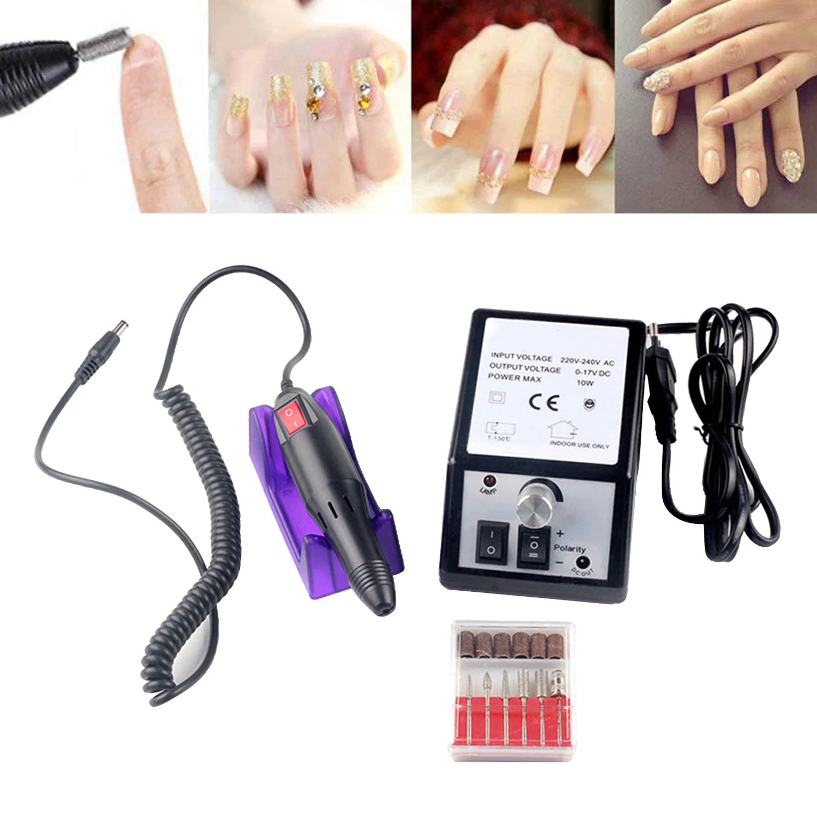 Electric Nail File Drill Acrylic Pedicure Manicure Salon Machine Tools Black Electric Nail Drill Bits Set Machine
