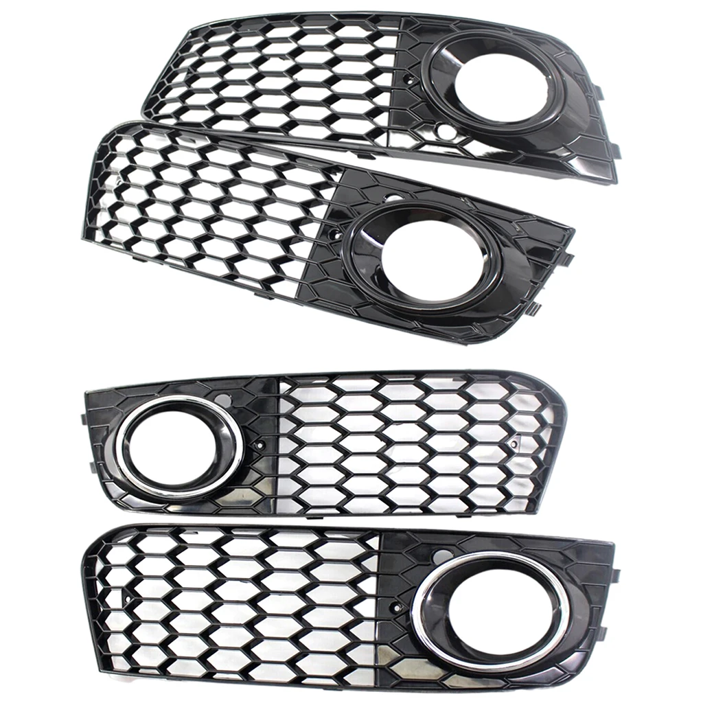 Honeycomb Bumper Fog Light Grille Grill for Audi A4 B8 RS4 2009 2010 2011 2012