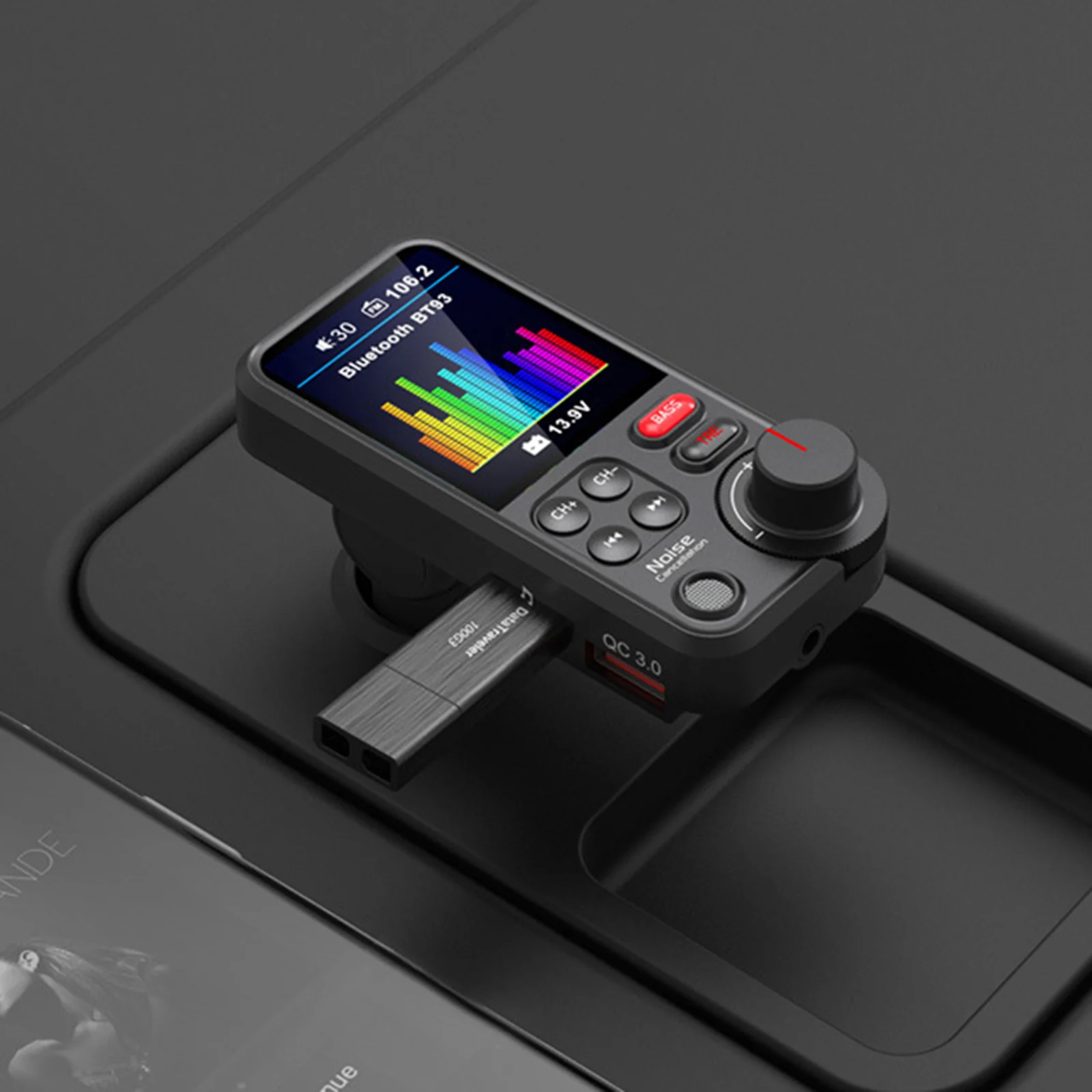 BT93 Car MP3 Bluetooth Player U Disk Music Adjustment BASS High and Bass Equalizer Car FM Transmitter