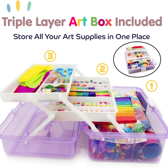 New 1000pcs Complete Art Supplies for Kids Craft Art Kit for Boys Girls  Kindergarten Home Supplies Christmas Crafts Folding Box
