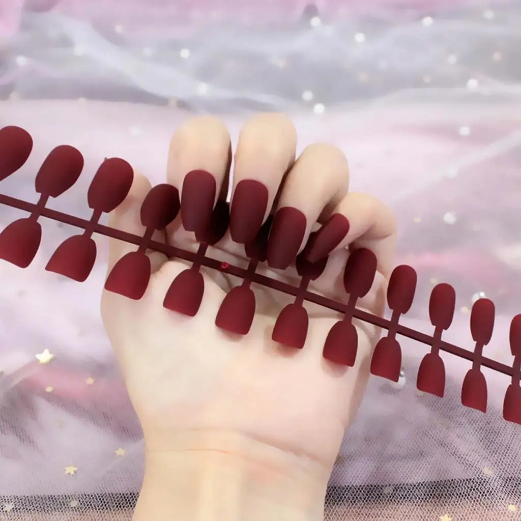 Set of 24 False Nails Nail Tips Natural Long Nails Full Cover Artificial Nails for Women Gilrs Manicure Kit