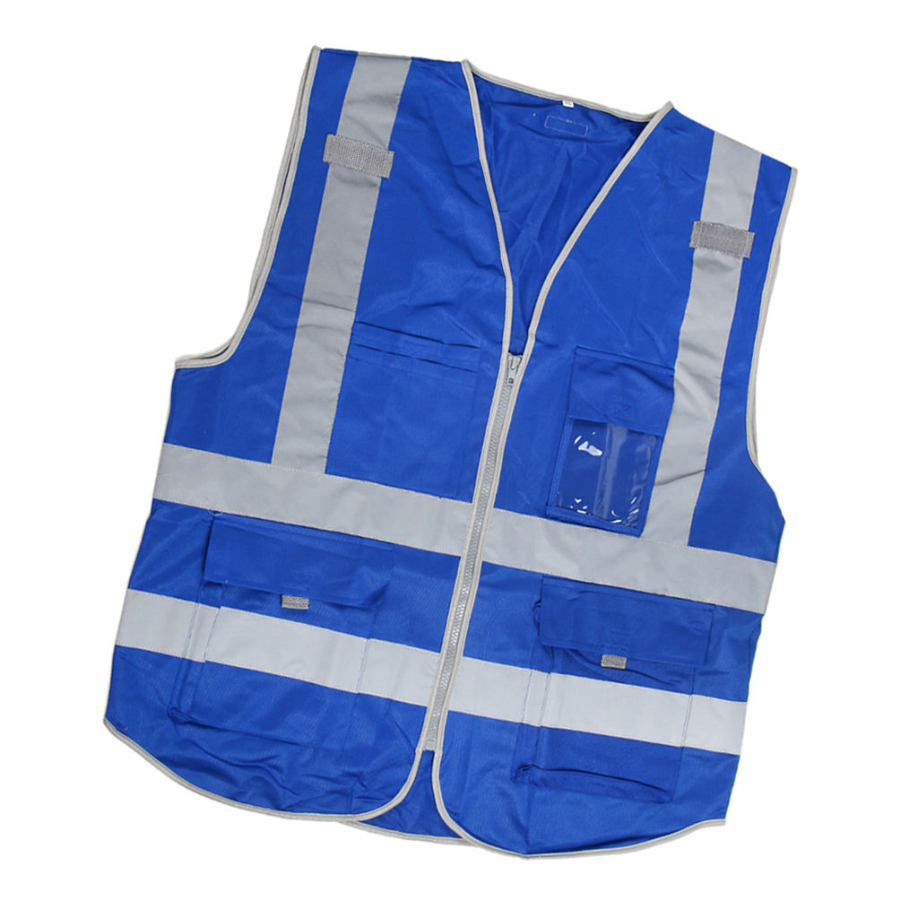 High Visibility Zippered Front Safety Vest with Reflective Strips, Outdoor Security Work Tops
