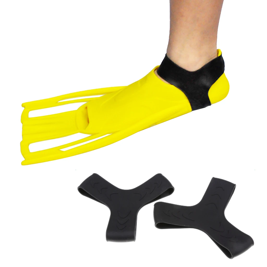 2Pcs Scuba Diving Snorkeling Silicone Fin Keepers Holder/ Gripper Strap Set Silica Gel Swimming Equipment S/M/L Black