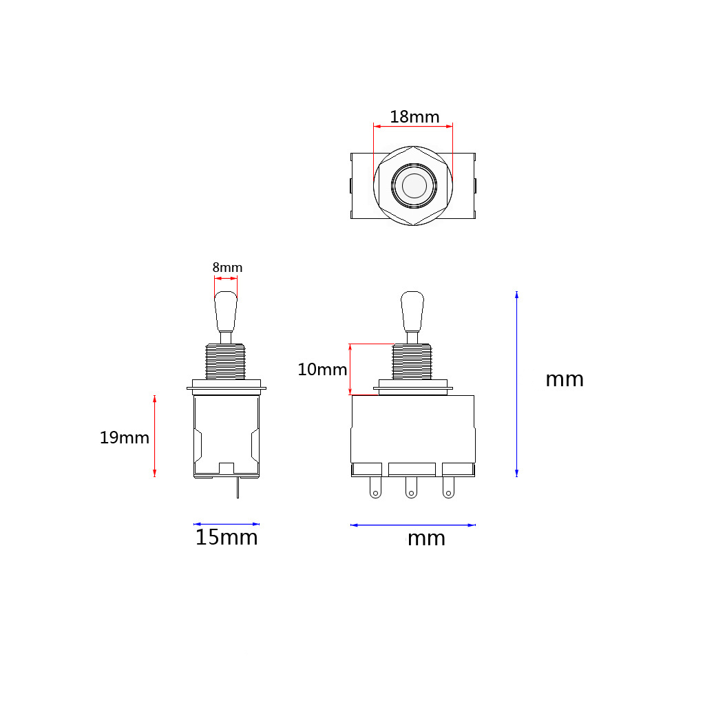 2x3 Way Pickup Selector Toggle Switch Sealed for  Electric Guitar Black Knob