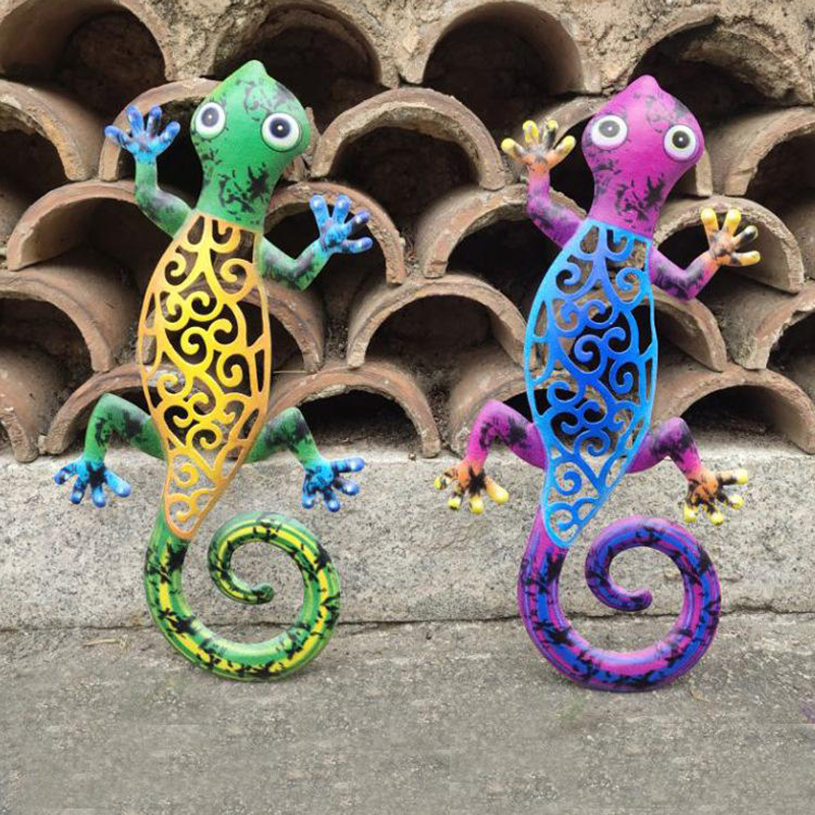 Gecko Wall Art Ornament Metal Geckos Lizard Wall Han ging Artwork