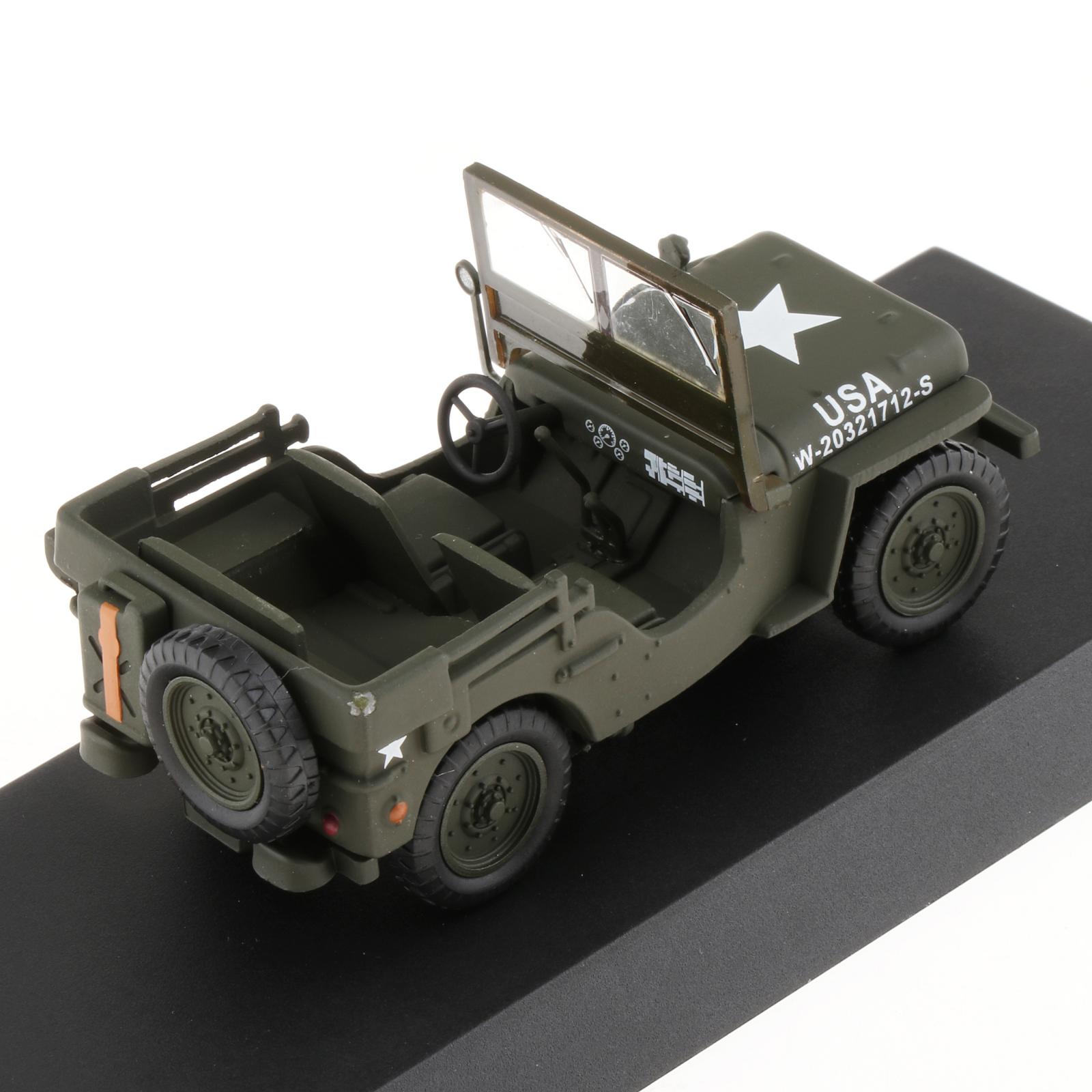 1:43 Scale Car Model World War II American Jeep Model Alloy Diecast WW II Jeep Model Car Vehicle Collectibles Toy Kids Gift