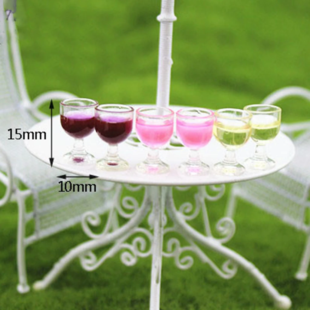 Set of 10 Pieces Miniature Champagne Cup Wine Glasses Dollhouse Foods Groceries 