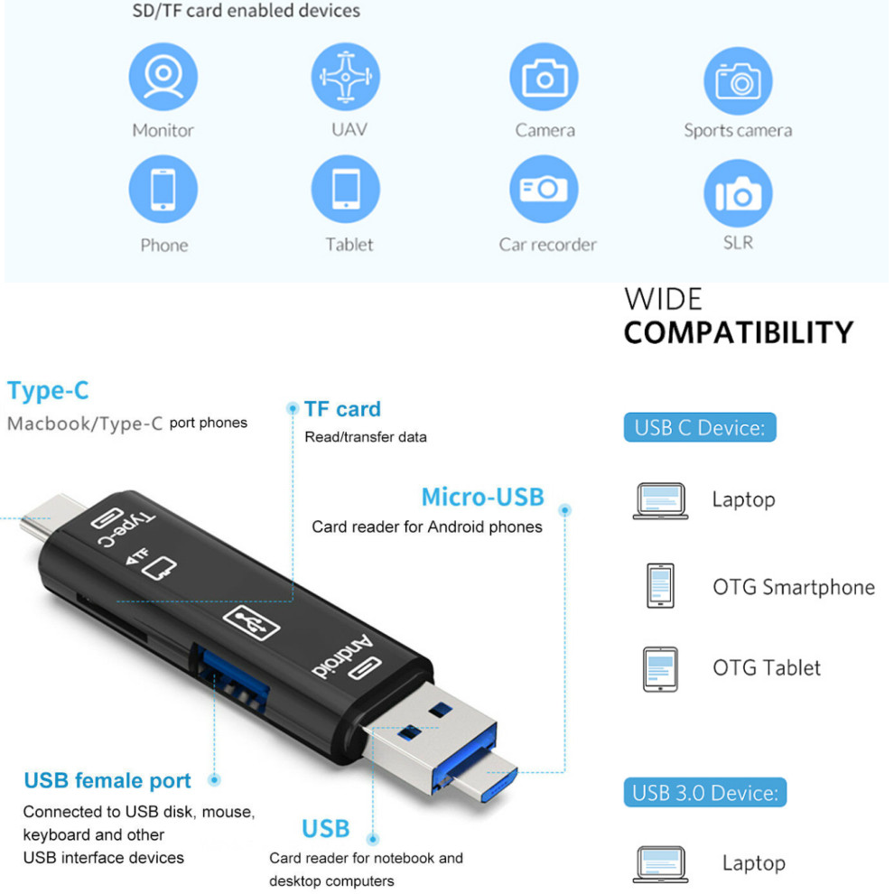 C, Micro USB, USB, 3 em 1,