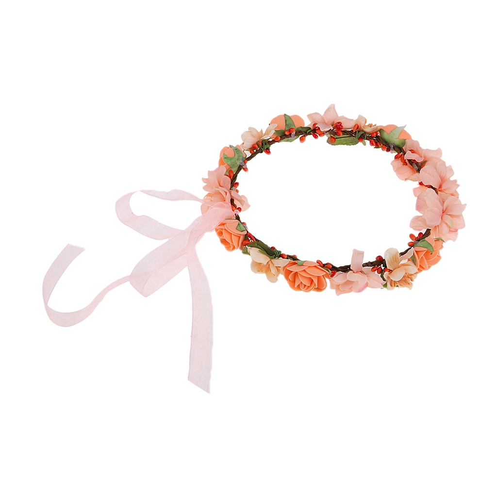Floral Crown Headband Wedding Garland Bridal Floral Wreath Hairband for Women Girl Hair Decoration
