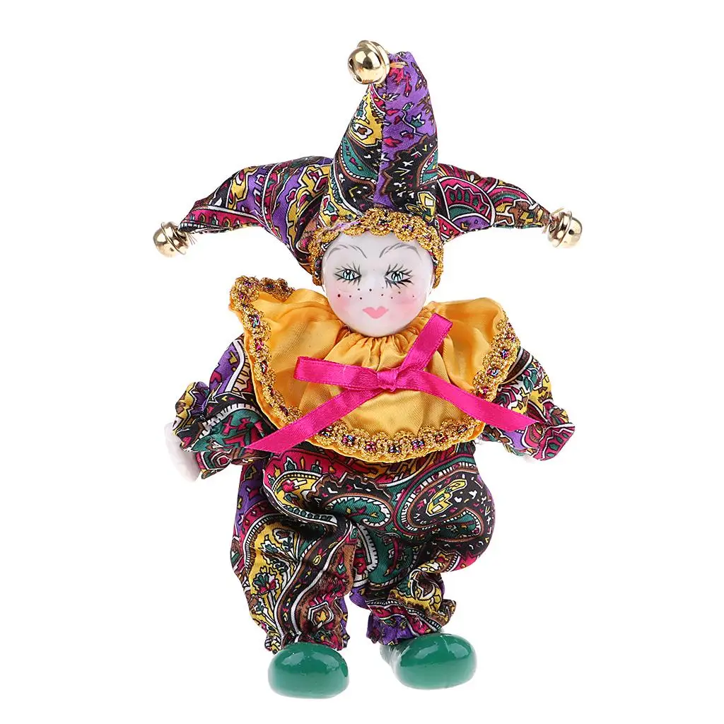 7 Patterns 16cm Sweet Porcelain Triangel Doll Harlequin Doll Figures Delicate Artware Fit for Valentine Gift Birthday Gift Toy